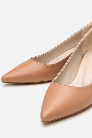 Kadın Bej Kısa Topuklu Stiletto Bej