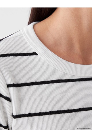 Lcw Everyday Ekru Bisiklet Yaka Çizgili Kadın Body