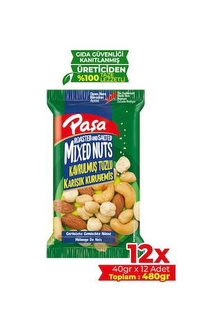 Paşa Kuruyemiş Kavrulmuş Karışık Lüx Kuruyemiş 12 x 40 G