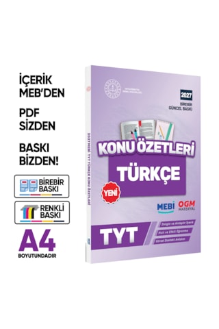 2027 Yks-tyt Mebi-ogm Pratik Konu Özet Kitap Seti Renkli A4 Boyut Görsel Destekli Baskı Ücreti