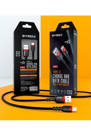 Syrox C92 Type-C Girişli 2.0A Örgü Hızlı Şarj Ve Data Kablosu (534733675)