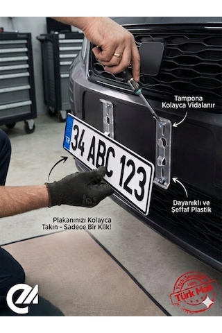 Hayalet Plakalık - Klipsli Oto Plaka Tutucu - Görünmez Plaka Seti - Gizli Takmatik Pratik Plakalık Reklamsız Çerçevesiz 2 Set Ön Ve Arka