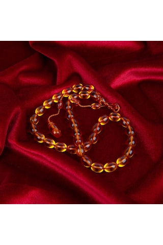 Sıkma Kehribar Beyzi Kesim 8x10.5mm Tesbih Turuncu 00640089