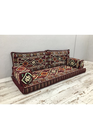 Turkıshrug Kıngdom 5 Parça Bordo Şark Köşesi Takımı - 28 Dansite Çökme Yapmayan 10 Cm Blok Süngerli Set