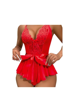 Kırmızı Fantezi Kadın Body Çok Renkli