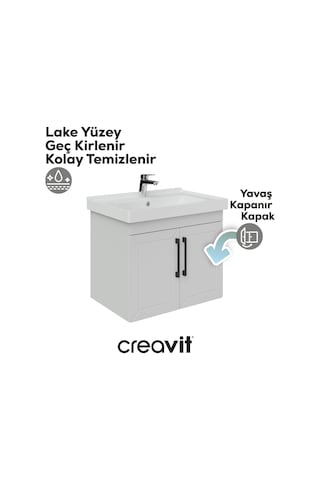 Creavit D20 65 Cm Kapaklı Lavabo Dolabı Beyaz Lake Beyaz