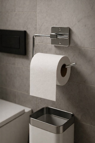 Sas Haus Yapışkanlı Krom WC Kağıtlık / Tuvalet Kağıtlık – Deliksiz Montaj, Ergonomik Tasarım KS-001
