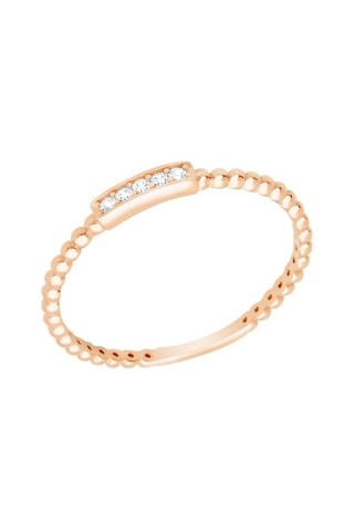 Diamond Line - Gülaylar - Pembe Altın 14 Ayar Trend Yüzük (528822922)