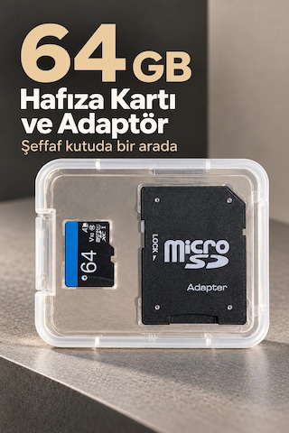 64 Gb Micro Sd Hafıza Kartı Ve Adaptör