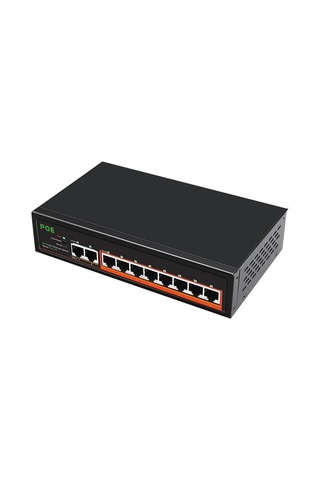 Jzcat 8 Port 100 MBPS Poe + 2 Port 100 MBPS Yönetilmeyen Anahtar Poe Switch Hub
