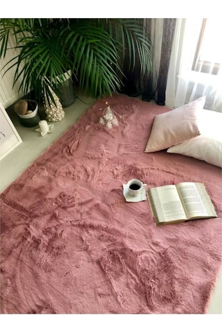 Peluş Halı Soft Krem Gül Kurusu Gül Kurusu