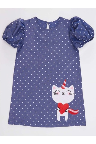 Denokids Kedicorn Kız Elbise Lacivert
