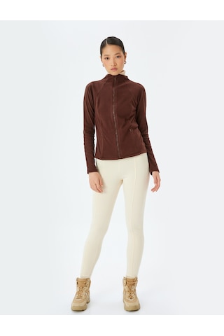 Koton Slim Fit Uzun Kollu Fermuarlı Dik Yaka Polar Hırka Kahverengi 5wak10137ek Kahve