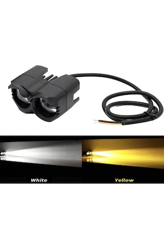 Point Motosiklet Sis Farı Metal Kasa Baykuş Model Delici Beyaz Sarı Çift Renk 12-80 Volt 1 Adet