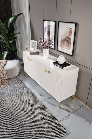 ZEUGMA KONSOL MDF MEBRAN KAPAK EKRU GOLD