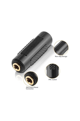 10 Adet - 3.5mm Stereo Dişi / Dişi Aux Kulaklık Mikrofon Ses Uzatma Adaptörü - Altın Uçlu