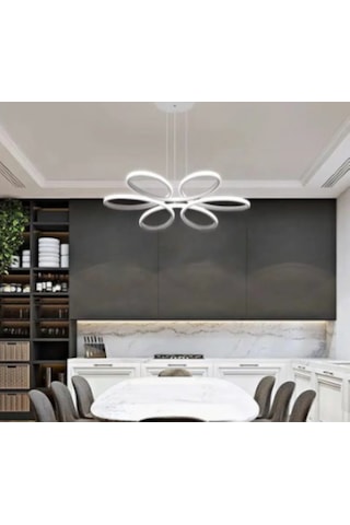 Salon,oturma Odası,papatya Model Beyaz Kasa Beyaz Işık Led Avize Beyaz