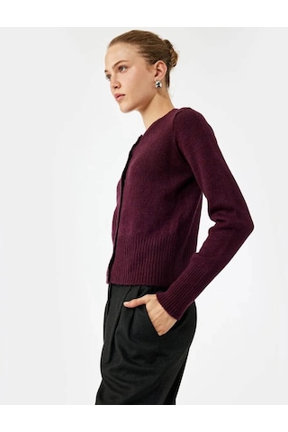 Koton Düğmeli Triko Bordo Kadın Hırka 6wak90041ht Bordo