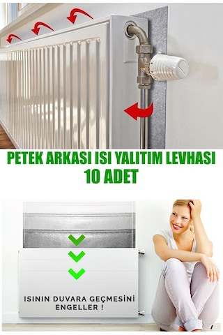 10 Adet Petek Kalorifer Radyatör Arkası Folyolu Plaka Isı Yalıtım