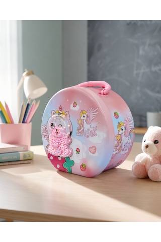 Anahtarlı Güvenli Çocuk Tasarruf Kutusu Uczzzşifrelikumbarapembe-6