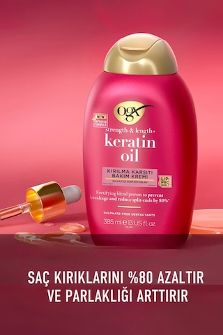 OGX Keratin Oil Kırılma Karşıtı Sülfatsız Şampuan 385 ml + Saç Bakım Kremi 385 ml