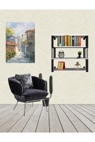 Rafburada Rafburada® 4 Raflı Dekoratif Ahşap Kitaplık.