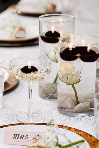 Float Siyah 24 Adet Yüzen Mum 4 Saat Yanan Tea Light Mum Kokusuz Terapi Mumu