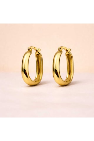 Gold Kaplama Paslanmaz Çelik Halka Küpe Altın