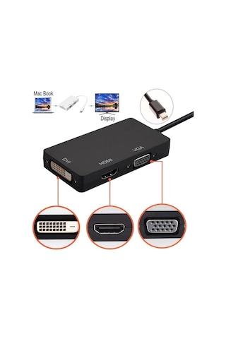 Mini Displayport To Hdmi Dvi Vga Kablo Çevirici Dönüştürücü Thunderbolt