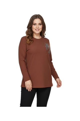 Nazal Kadın Önü Nakışlı Bluz Bgl-st05090 Taba