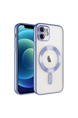 Goocamp Apple Uyumlu iPhone 12 Kamera Korumalı Magsafe Wireless Şarj Özellikli Demre Kılıf Lila