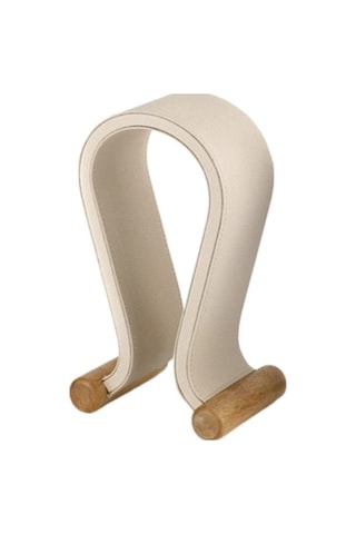 Mufunye Beyaz Ahşap + Pu Kulaklık Tutucu, Oyuncu Kulaklıkları İçin Sabit Tutucu, Ofis/ev Masaüstü Organizer