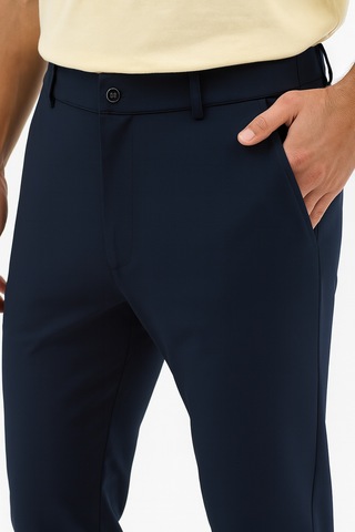Goffra Erkek Streç Kumaş Relaxed Beli Lastikli Pantolon Lacivert