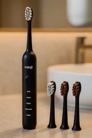 Mioji Oral B1 Şarj Edilebilir IPX8 5 Modlu Diş Fırçası Siyah + 3 Yedek Başlık