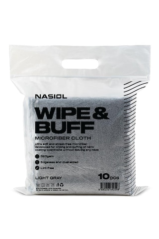 Nasiol Wipe&Buff Mikrofiber Seramik Kaplama Detailing Bezi 10lu A.Gri Temizlik Bezi 35x40 CM 320 Gsm
