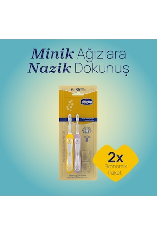 Chicco 2'li Diş Fırçası 6-36 Ay Lılac Mustard 00012082000000 Çok Renkli