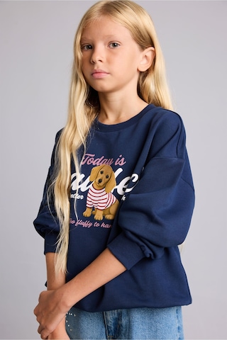 Defacto Relax Fıt Bisiklet Yaka Hayvan Desenli Sweatshirt Kız Çocuk I4159a826aunv244 Lacivert-nv244