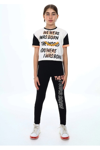 Eftelya Kız Çocuk Taytlı - Crop - Bloklu - Alt - Üst Takım 9 -14 Yaş 8006 001