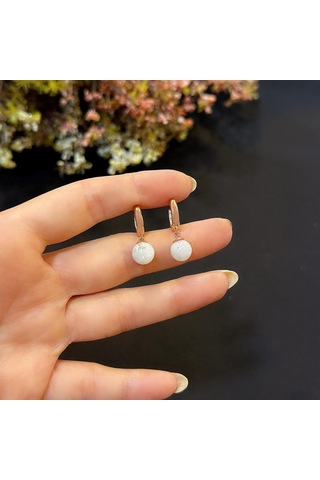 Stela Ay Taşı Gümüş Küpe Rose