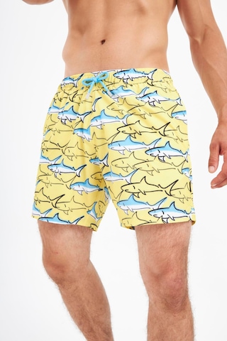 John Frank Mako Desenli Hızlı Kuruyan Mayo Short Erkek Mayo Short Jfssswl90 Sarı-mavi
