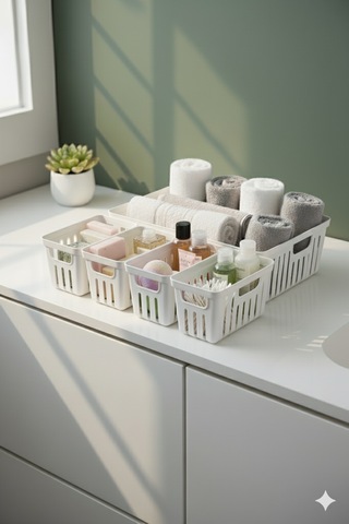 Ny Home 5 Parça Banyo Dolap İçi Düzenleyici Beyaz Beyaz