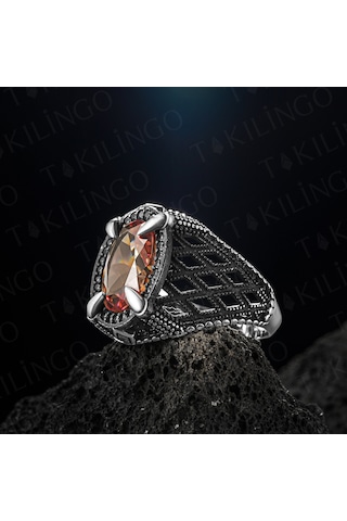 Takılingo 925 Ayar Gümüş Zultanit Taşlı Pençeli Erkek Yüzük Gümüş