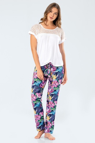 Türen 3302 Desenli Kadın Pijama Takımı - Lacivert Lacivert