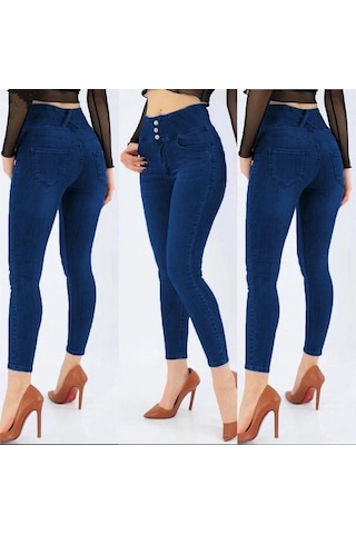 Valensdesign Yüksel Bel Likralı Kot Pantolon Lacivert