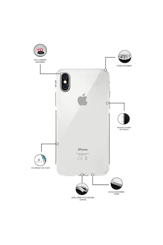 Apple Uyumlu iPhone XS Max Kamera Korumalı Tıpalı Şeffaf Silikon Kılıf