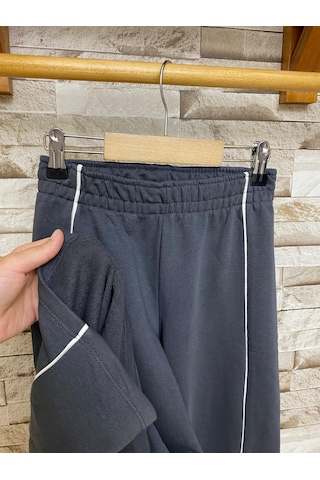 Defacto Wide Leg Beli Lastikli Kız Çocuk Eşofman Altı Füme AY-D9250A8/AR104