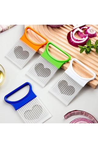 Paslanmaz Çelik Soğan Tutucu Kaymaz Saplı Soğan Patates Domates Limon Dilimleme Dilimleyici Kesici Mutfak Sebze Doğrayıcı Alet Turuncu