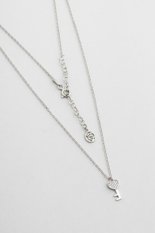 So Chic Aşk Anahtarı 18 Ayar Beyaz Altın Kaplama 45 Cm Gümüş Kolye Sarı