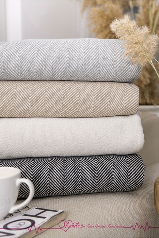 Klasik Pamuklu Koltuk Örtüsü 150x170cm Balık Sırtı Desen Koltuk Örtüsü Bej