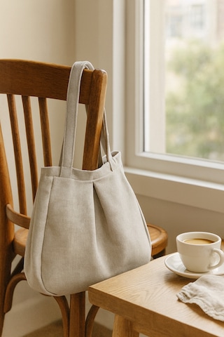 Yunusoğlu Home Gri Çok Amaçlı Premium Oversize Düz Orta Boy Kanvas Kadın El Ve Omuz Çantası Grii